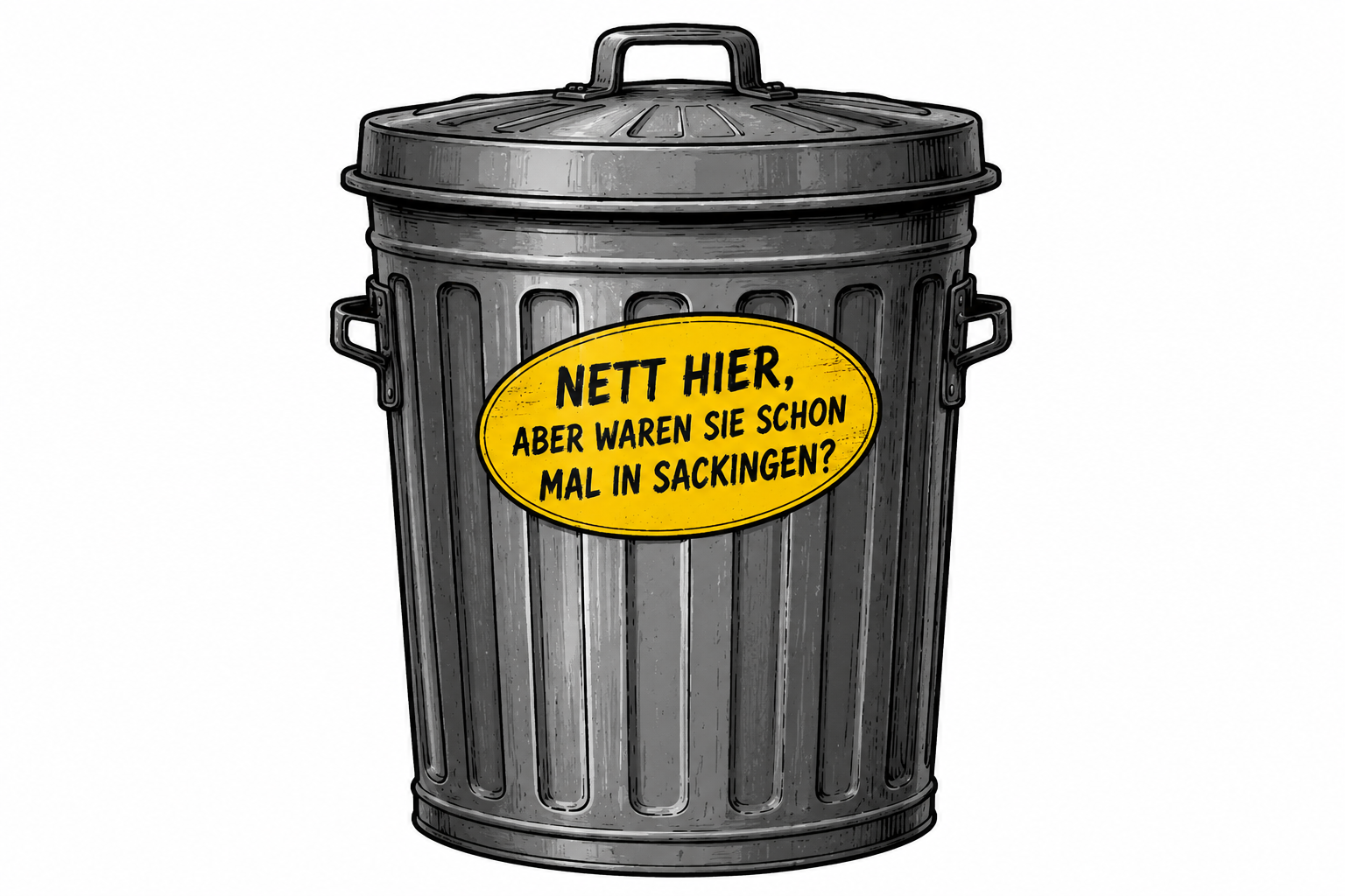 Sticker auf Drecksacks Tonne