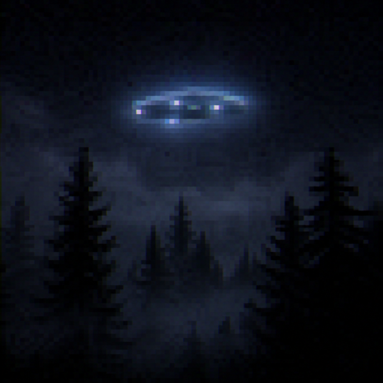 Unscharfes UFO über dem Gruselsackwald